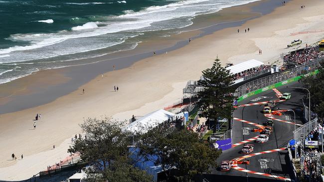 Supercars race right on the doorstep of the Gold Coast’s beaches. Picture: Getty Images