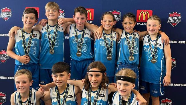 The victorious under-12 boys Bellarine Storm team at the Ballarat Junior Basketball Tournament. Picture: Bellarine Basketball Association.