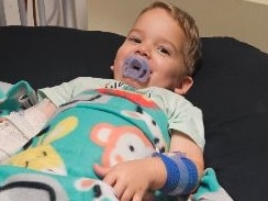 PJ Leyshon while undergoing treatment for acute lymphoblastic leukaemia. Picture: Supplied by family