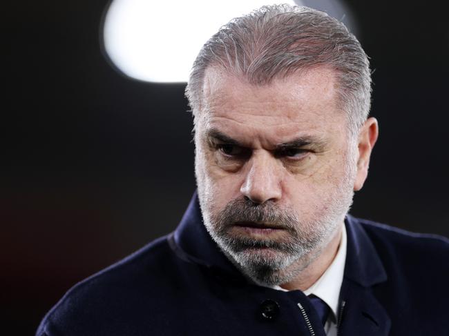 SOUTHAMPTON, ENGLAND - DECEMBER 15: Ange Postecoglou, Manager of Tottenham Hotspur, looks on during the Premier League match between Southampton FC and Tottenham Hotspur FC at St Mary's Stadium on December 15, 2024 in Southampton, England. (Photo by Dan Istitene/Getty Images)