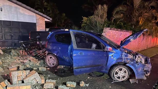 Police are investigating after a stolen car crashed through a Gold Coast fence. Facebook/Jesse De Giusti