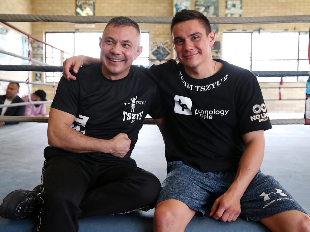 Kostya Tszyu pictured with his son Tim. Picture: David Swift.