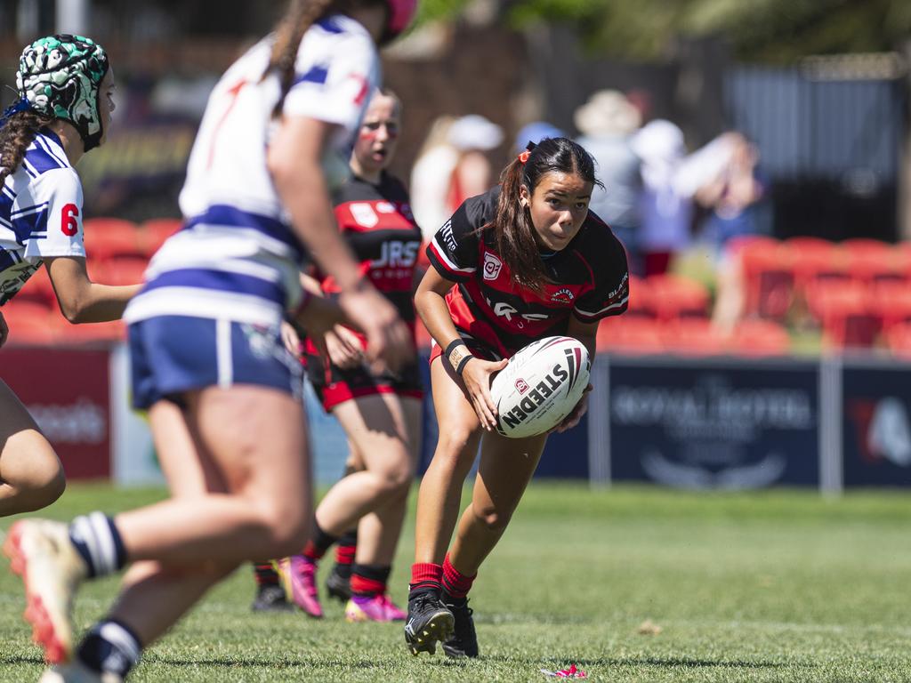 Mikaela Blades of Valleys against Brothers in U15 girls Toowoomba Junior Rugby League grand final at Toowoomba Sports Ground, Saturday, September 7, 2024. Picture: Kevin Farmer