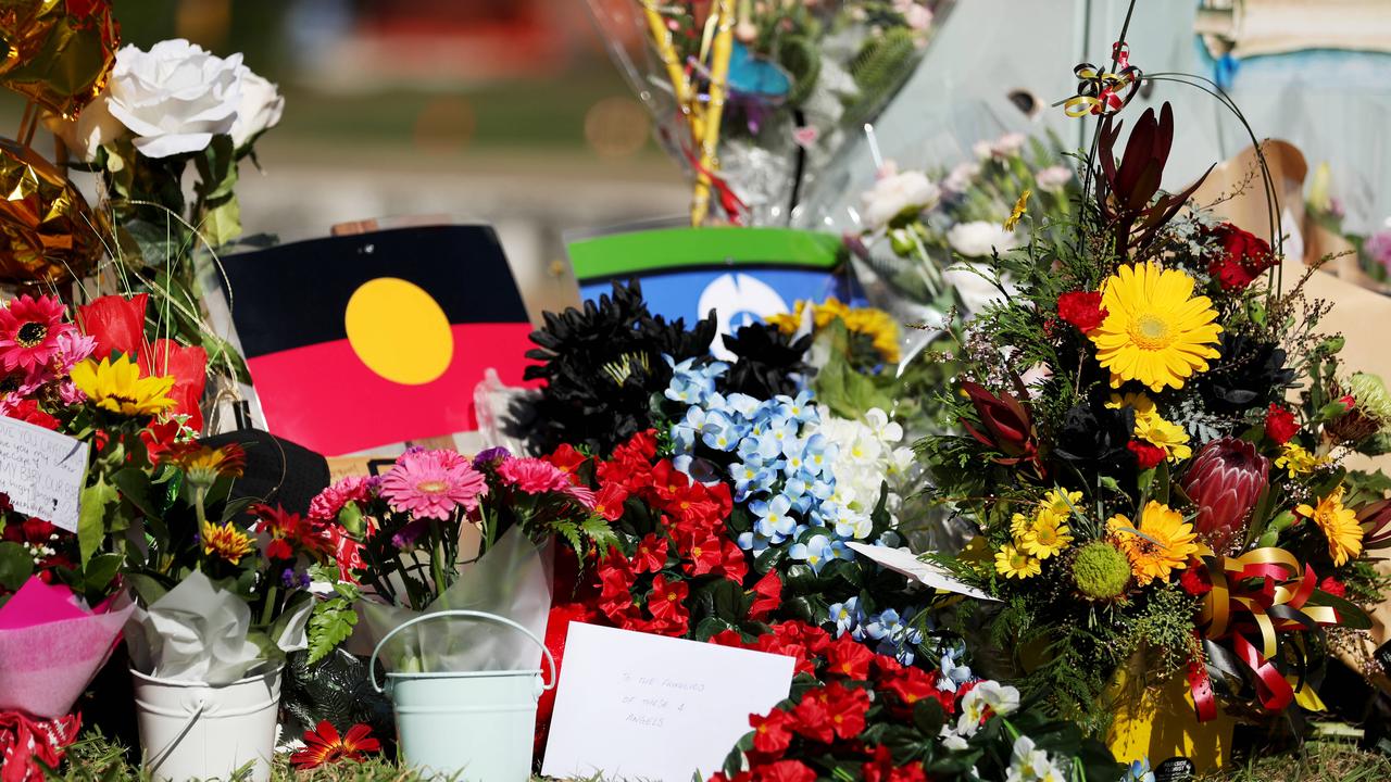 Memorial for the four teenagers killed in a roadside crash. Cnr of Bayswater Rd and Duckworth St. Picture: Alix Sweeney