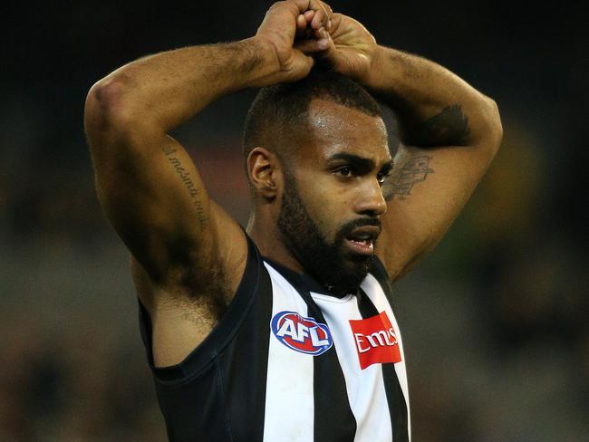 Collingwood v Brisbane at the  MCG, Melbourne  Australia , 16th August 2014.  Collingwood's Heritier LumumbaPic : George Salpigtidis