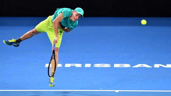 Alex de Minaur in action at the Brisbane International.