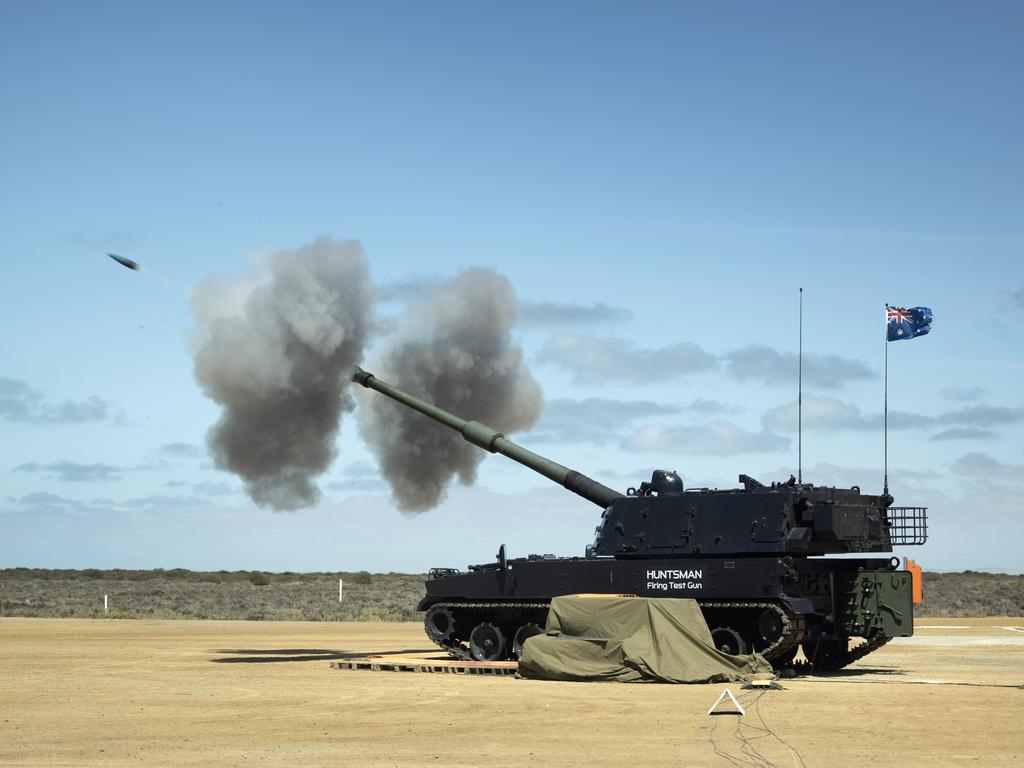 An Australian Army AS9 Huntsman self-propelled howitzer test fires a practice round at the Proof &amp; Experimental Establishment in Port Wakefield. PHOTO: SGT Matthew Bickerton