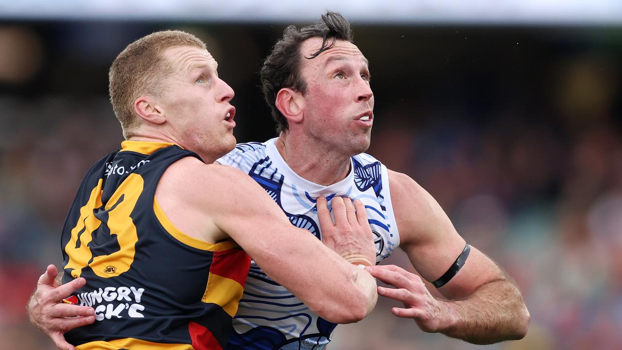 Reilly O'Brien played his best game of the season against North Melbourne. Picture: Sarah Reed/AFL Photos