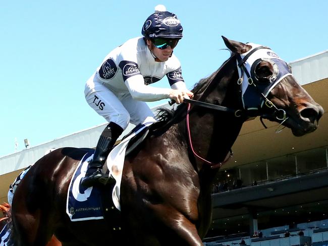 SYDNEY, AUSTRALIA - SEPTEMBER 09: Tyler Schiller riding Bunker Hut wins Race 1 Midway during Sydney Racing at Rosehill Gardens on September 09, 2023 in Sydney, Australia. (Photo by Jeremy Ng/Getty Images)