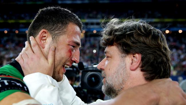 Sam Burgess and Russell Crowe after the match.