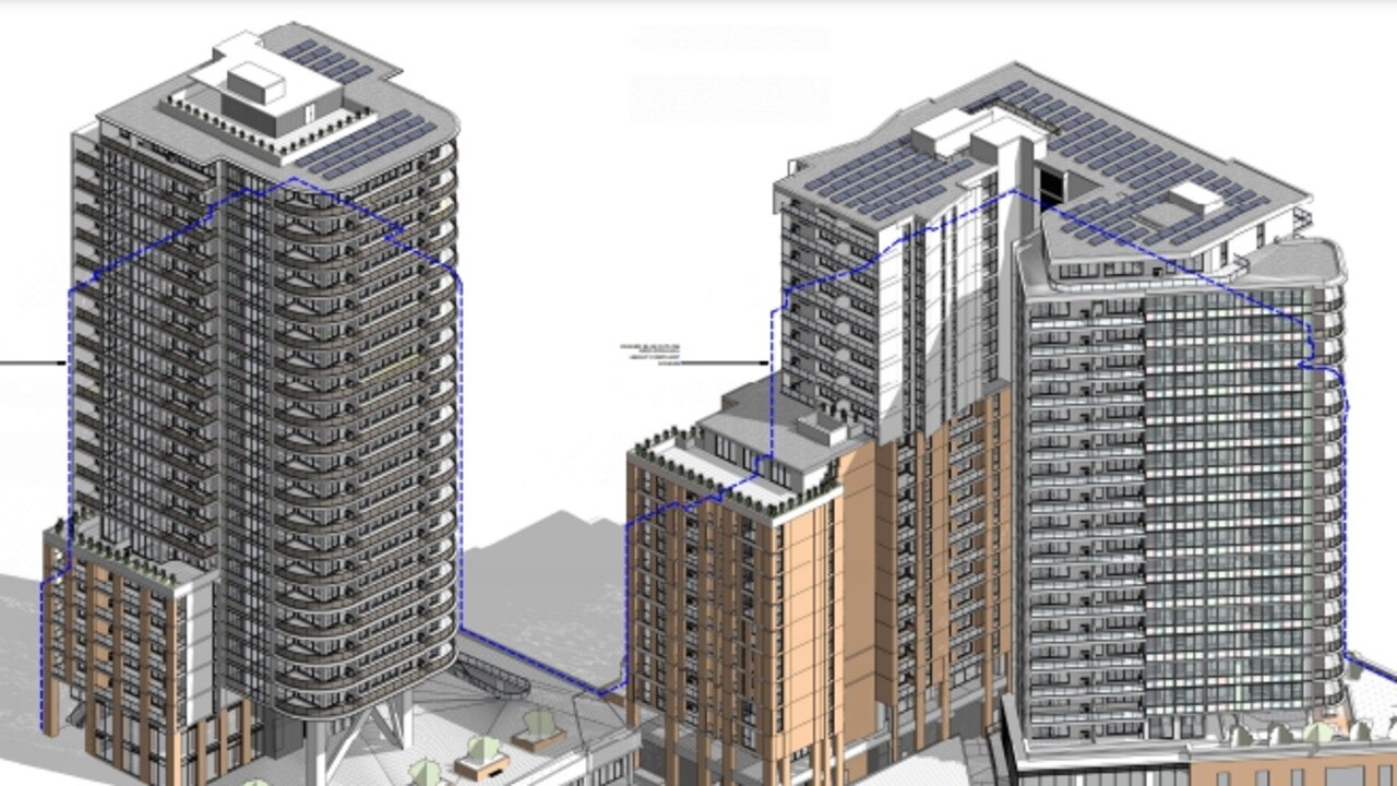 The shorter block in the middle would be for affordable housing.