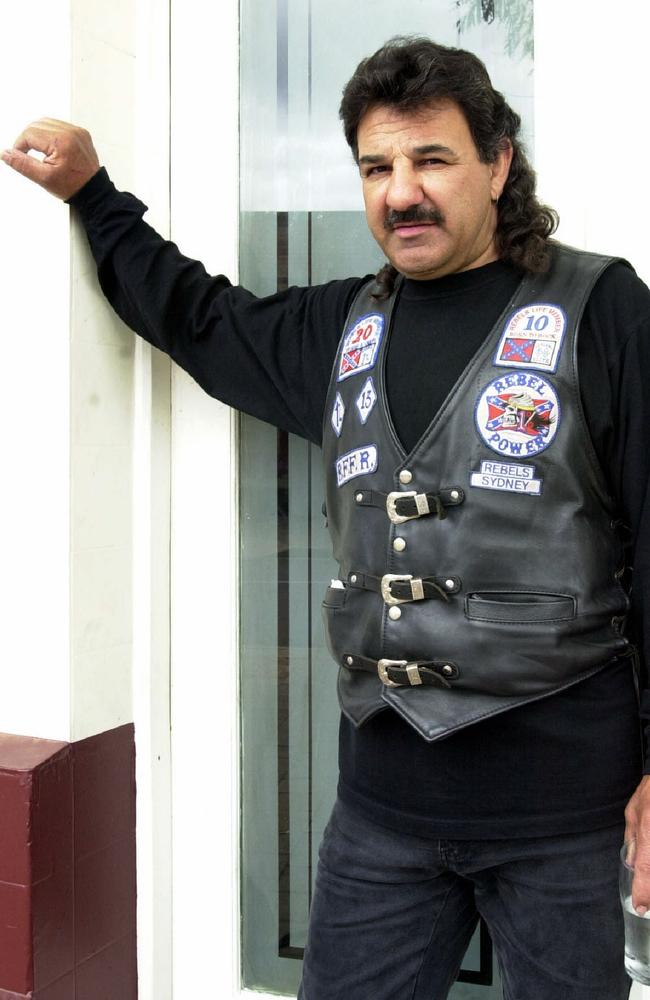 Rebels Motorcycle Club national president Alex Vella pictured in Port Augusta on October 14, 2000. Picture: Cronin David