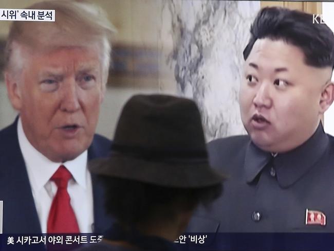 A man watches a television screen showing US President Donald Trump and North Korean leader Kim Jong-un during a news program at the Seoul Train Station in Seoul, South Korea. Picture: AP