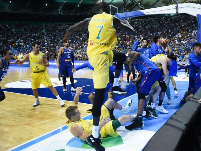 NBA big man Thon Maker joins the scrap. Picture: Getty Images