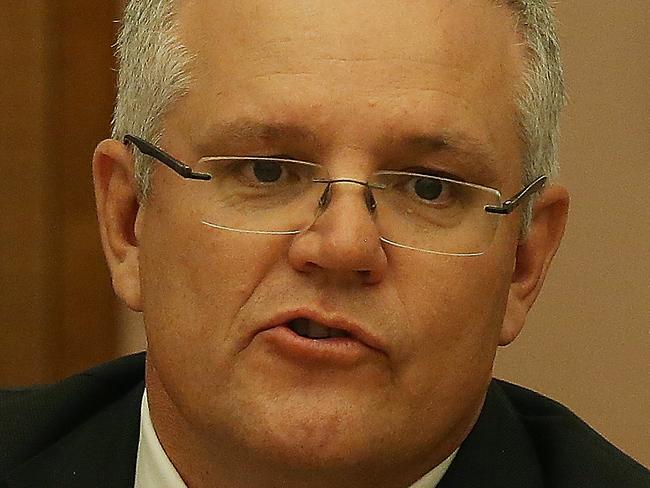 Treasurer Scott Morrison in  Cabinet meeting at Parliament House in Canberra. Picture Kym Smith