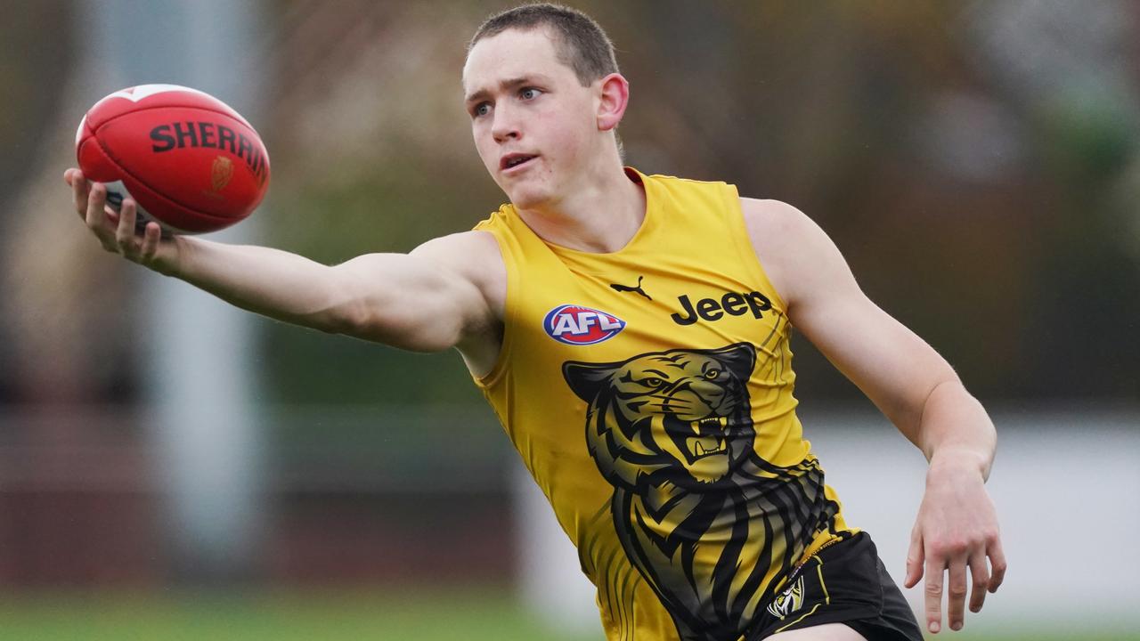 Riley Collier-Dawkins is among the next wave of Tigers pushing for senior spots. Picture: AAP