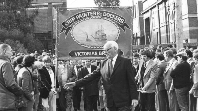 The funeral for Jack Nicholls, aka ‘Putty Nose’, Victorian secretary of the Painters and Dockers Union who was shot to death in 1981.