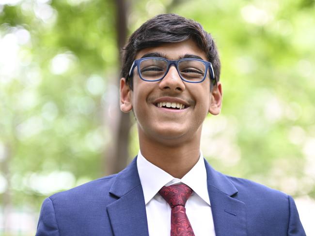 The reigning Red level (Years 7-8) national champion Aditya Paul, pictured at Parliament House in Canberra after the private Bee meeting with Mr Albanese, has entered the competition every year since it began. 2024 was finally his year. Picture: NewsWire/Martin Ollman