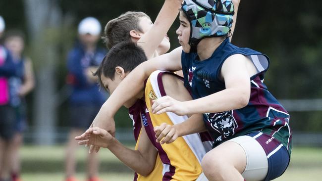 QSE Invitational Gala AFL. Sandgate District SHS vs Pacific Pines SHS. Thursday September 10, 2020. Picture: REnae Droop