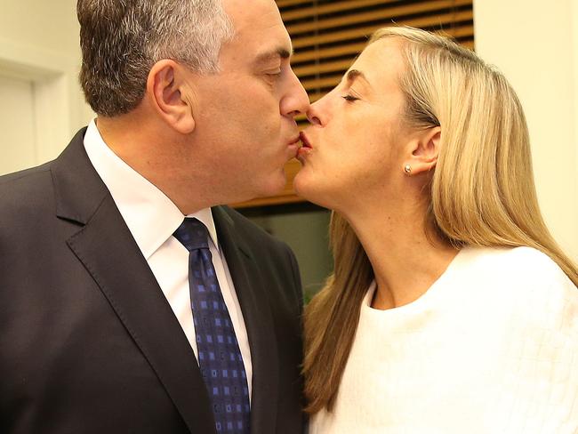 Budget 2014: Job ID: PD281480. The Treasurer Joe Hockey with his wife Melissa and son Xavier before his first Budget Speech to Parliament, in the House of Representatives in Parliament House in Canberra. Pic by. Gary Ramage
