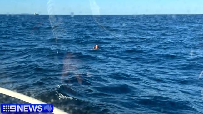 The sailor was spotted in the water by two fishermen. Picture: Nine News