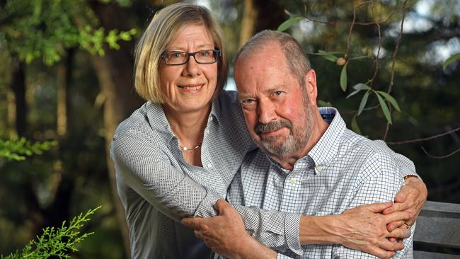 Andrew Knox with wife Jayne at their Belair home. Picture: Tom Huntley