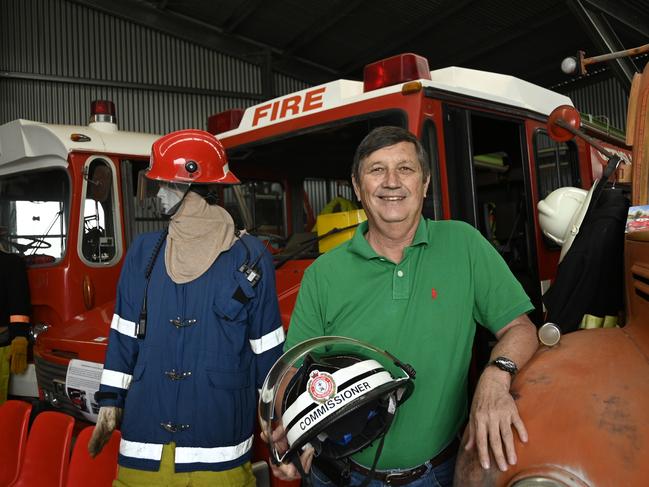 Former Fire Commissioner, Lee Johnson donates items from his career to the fire museum at Highfields. Picture: Bev Lacey