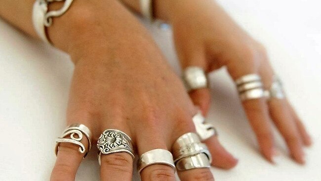 Silver jewellery.