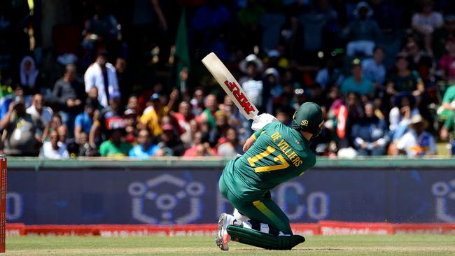 AB de Villiers plays a shot during his extraordinary comeback century at international level.