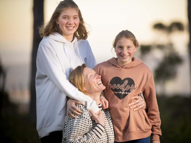 Siri Bjorhusdal with two of her three children Sahindra, 16 and Tilgia, 12. Picture: RICHARD JUPE