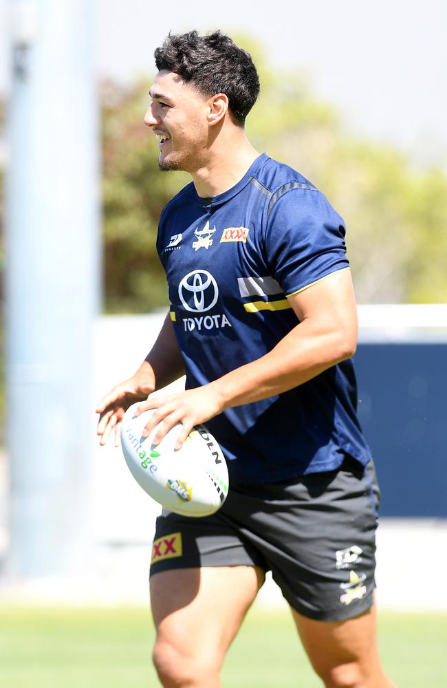 The North Queensland Cowboys train ahead of the NRL Preliminary Final, Jamayne Taunoa-Brown. Picture: Shae Beplate.