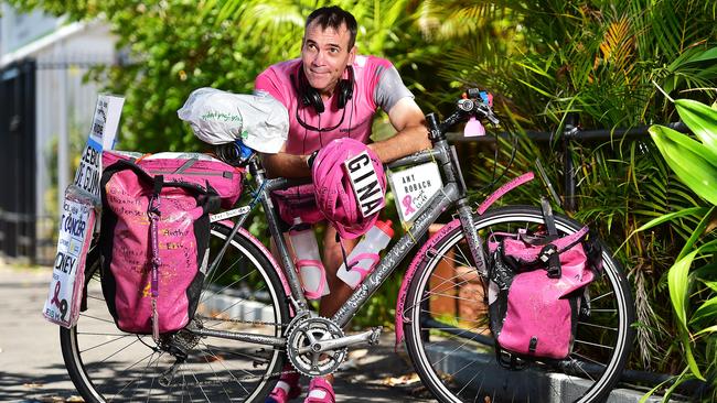 Brent Bundy has cycled from Sydney to Cairns raising funds for the Cancer Council in memory of his life long friend Gina. Picture: Shae Beplate.