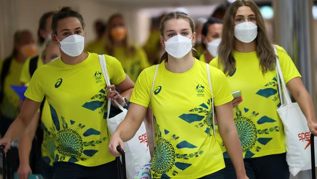 Members of the Australian team at Narita International Airport Picture: Reuters