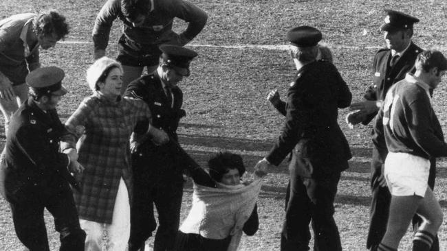 Demonstrators taken away by police during the 1971 Springboks tour of Australia.