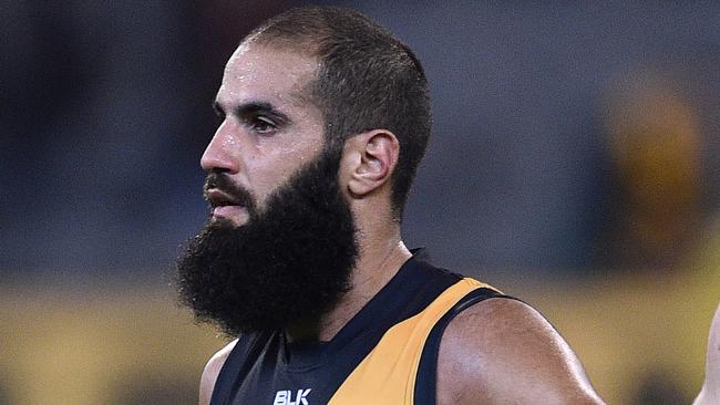 Bachar Houli of the Tigers is seen after the round 7 AFL match between the Richmond Tigers and Hawthorn Hawks at the MCG in Melbourne, Friday, May 6, 2016. (AAP Image/Julian Smith) NO ARCHIVING, EDITORIAL USE ONLY