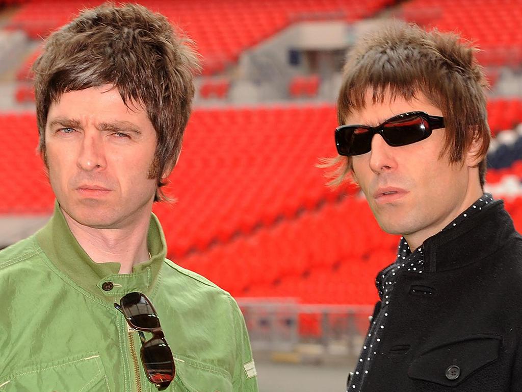 Noel and Liam Gallagher at Wembley Stadium in 2008. Picture: Samir Hussein/Getty Images