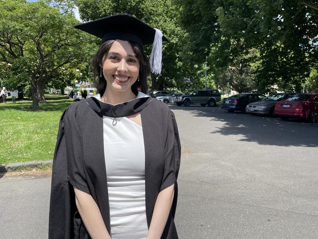 Jade Hazan graduated with a Juris doctor at the 2024 University of Melbourne graduations. Picture: Himangi Singh