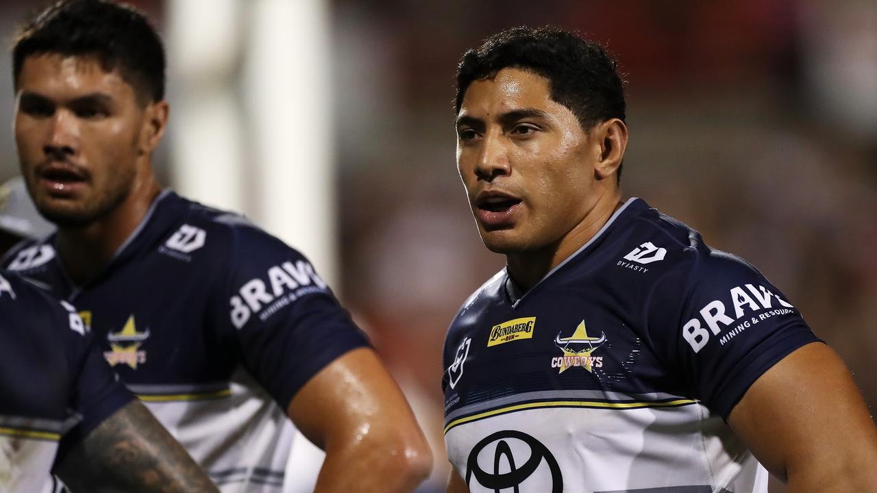 Jason Taumalolo looks on after a Panthers try