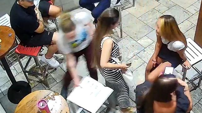 Natalie Stauber's altercation with and one-punch assault on another woman at a Surfers Paradise bar was captured on CCTV footage.