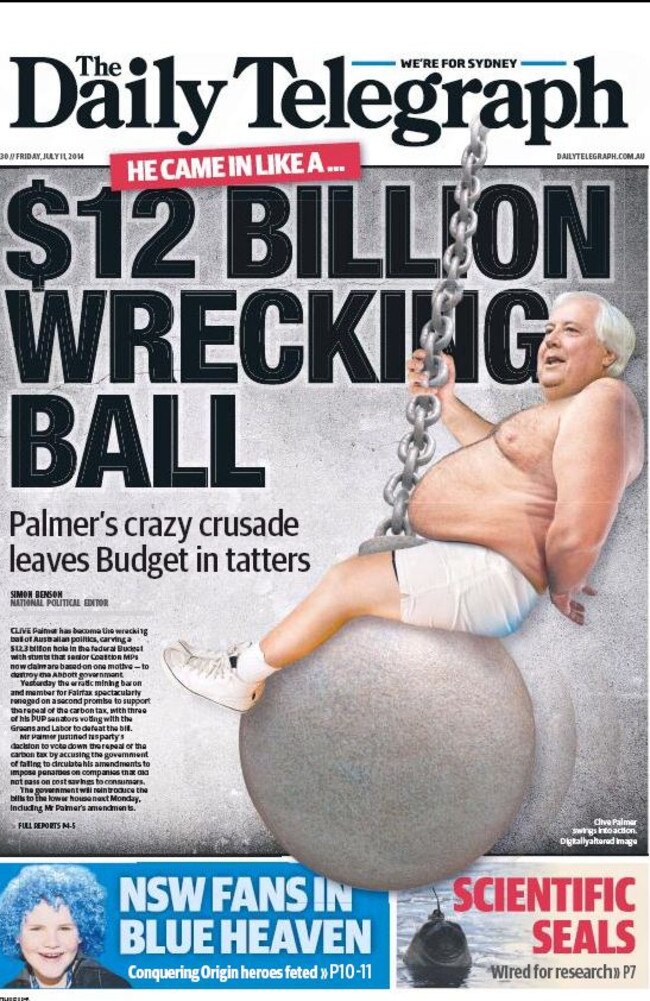 This is how Sydney’s &lt;i&gt;Daily Telegraph &lt;/i&gt;is reporting on Clive Palmer this morning.