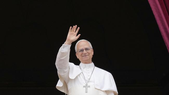 Pope Leo XIV appears on the central balcony of St Peter's Basilica. Picture: AP