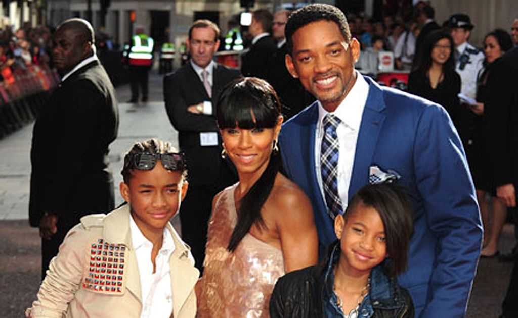 The Smiths (from left) Jaden, mother Jada, Will and daughter Willow. Picture: Bang ShowBiz