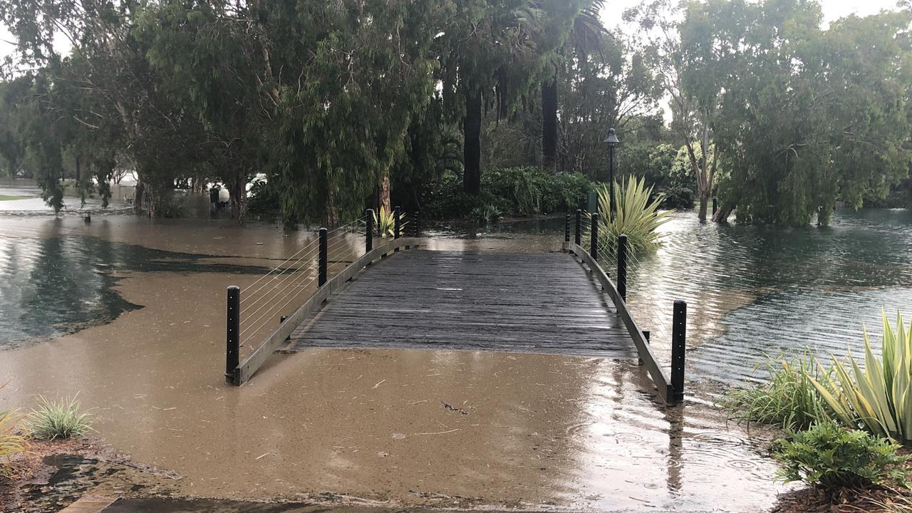 Flooding at Carrara. Picture: Glenn Hampson