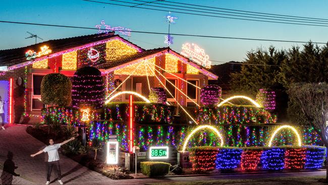 Giulian De Vincentis’ incredible light display in Allumba Dve, St Helena. Picture: Mark Dadswell