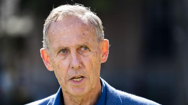 Former Greens leader Bob Brown speaks to the media during a press conference in Brisbane, Monday, June 3, 2019. Former Greens leader Bob Brown is planning to protest against Adani outside the Indian embassy in Canberra. (AAP Image/Glenn Hunt)