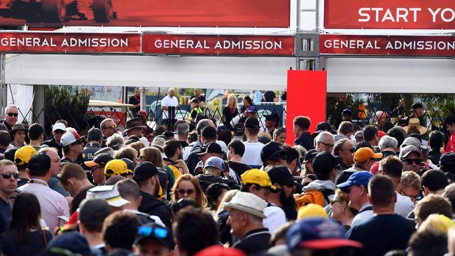 Fans queue up outside the gates. Picture: William West/AFP