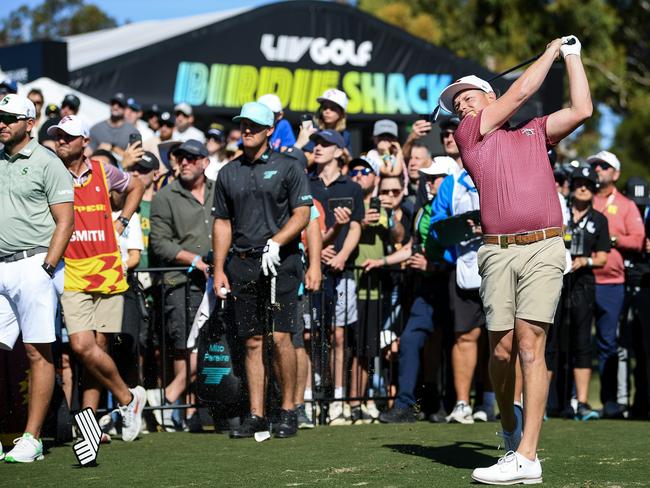 ADELAIDE, AUSTRALIA - APRIL 28: Cameron Smith captain of the Ripper GC tees off the  4th during LIV Adelaide at The Grange Golf Club on April 28, 2024 in Adelaide, Australia. (Photo by Mark Brake/Getty Images)