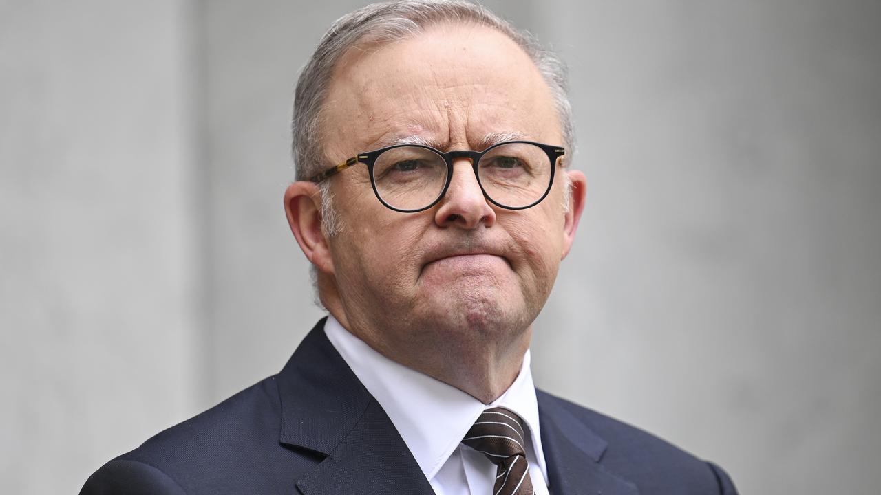 Prime Minister Anthony Albanese at a press conference at Parliament House in Canberra on Thursday. Picture: Martin Ollman