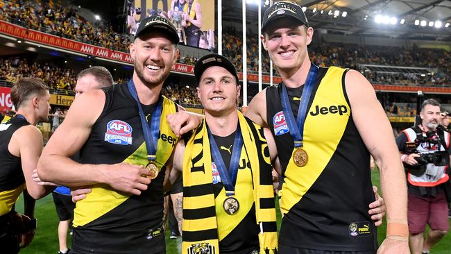 Richmond’s premiership defenders Nathan Broad, Liam Baker and David Astbury.