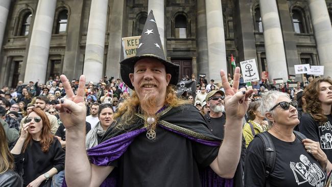 Simon Brown at Sunday’s Save the Cranker Rally at Parliament House last Sunday. Picture: RoyVphotography